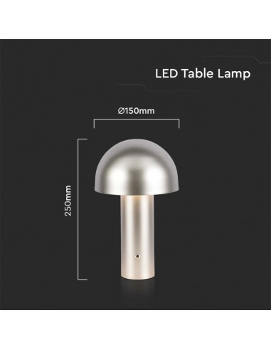 7937-Lampada LED da Tavolo  con Batteria mAh Ricaricabile USB C Colore Champagne Oro in Metallo Touch Dimmerabile in-3