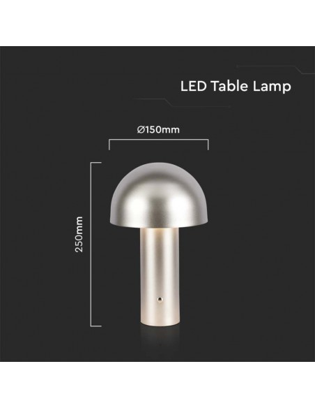 7937-Lampada LED da Tavolo  con Batteria mAh Ricaricabile USB C Colore Champagne Oro in Metallo Touch Dimmerabile in-3