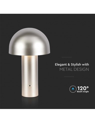 7937-Lampada LED da Tavolo  con Batteria mAh Ricaricabile USB C Colore Champagne Oro in Metallo Touch Dimmerabile in-6