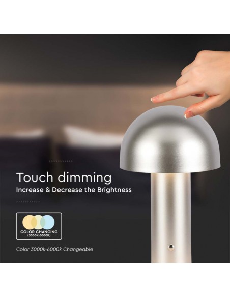 7937-Lampada LED da Tavolo  con Batteria mAh Ricaricabile USB C Colore Champagne Oro in Metallo Touch Dimmerabile in-7