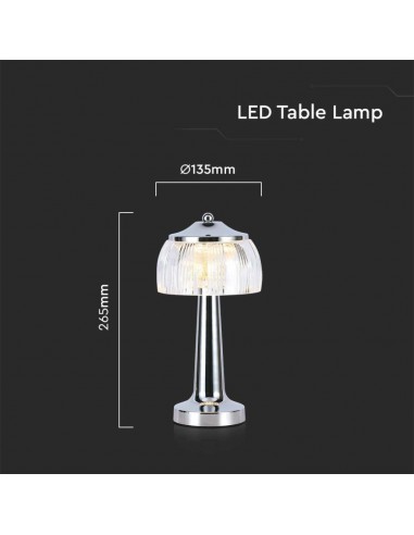 7939-Lampada LED da Tavolo  x Colore Cromo Ricaricabile con USB C Touch Dimmerabile in-3