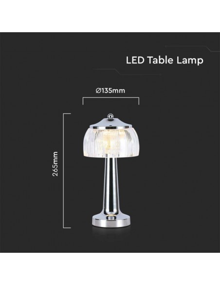 7939-Lampada LED da Tavolo  x Colore Cromo Ricaricabile con USB C Touch Dimmerabile in-3
