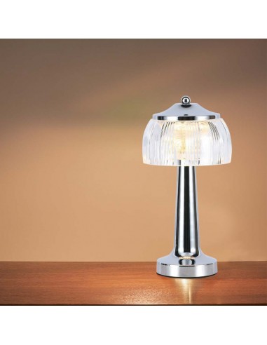7939-Lampada LED da Tavolo  x Colore Cromo Ricaricabile con USB C Touch Dimmerabile in-5