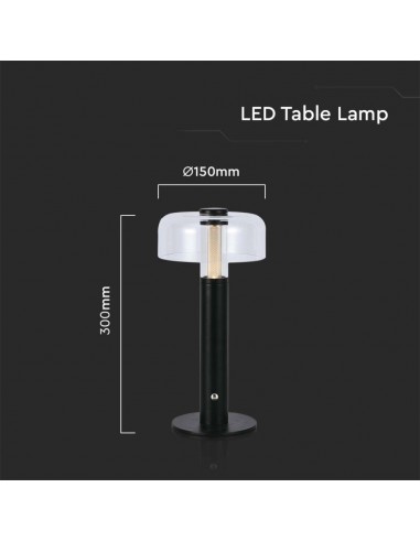 7940-Lampada LED da Tavolo  Colore Nero e Bianco Trasparente Ricaricabile con USB C Touch Dimmerabile in-3