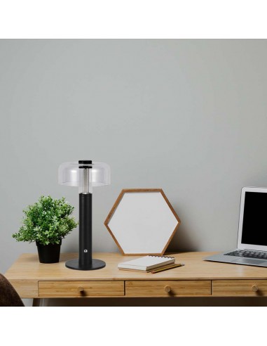 7940-Lampada LED da Tavolo  Colore Nero e Bianco Trasparente Ricaricabile con USB C Touch Dimmerabile in-4