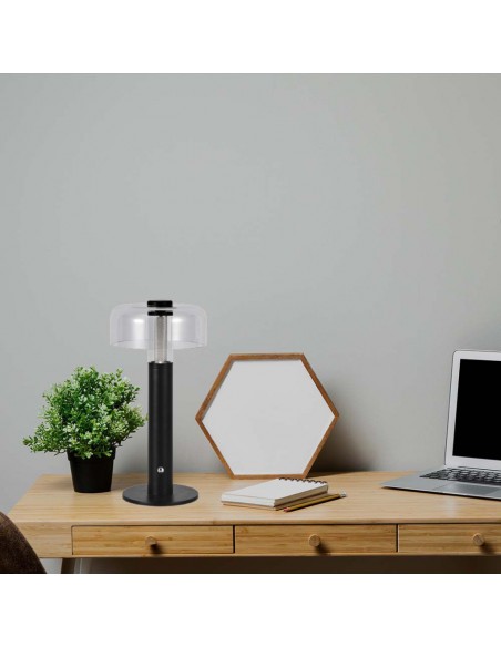 7940-Lampada LED da Tavolo  Colore Nero e Bianco Trasparente Ricaricabile con USB C Touch Dimmerabile in-4