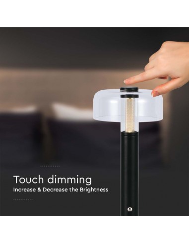 7940-Lampada LED da Tavolo  Colore Nero e Bianco Trasparente Ricaricabile con USB C Touch Dimmerabile in-7