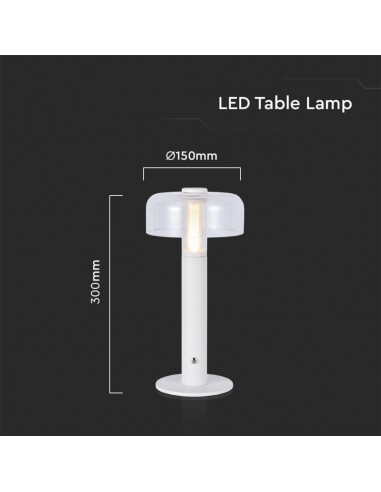 7941-Lampada LED da Tavolo  Colore Bianco e Bianco Trasparente Ricaricabile con USB C Touch Dimmerabile -3