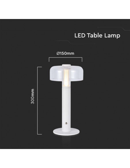 7941-Lampada LED da Tavolo  Colore Bianco e Bianco Trasparente Ricaricabile con USB C Touch Dimmerabile -3