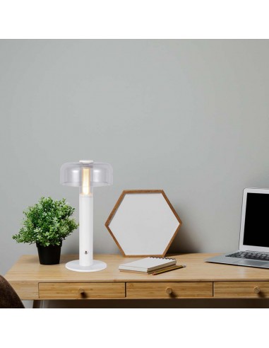 7941-Lampada LED da Tavolo  Colore Bianco e Bianco Trasparente Ricaricabile con USB C Touch Dimmerabile -4