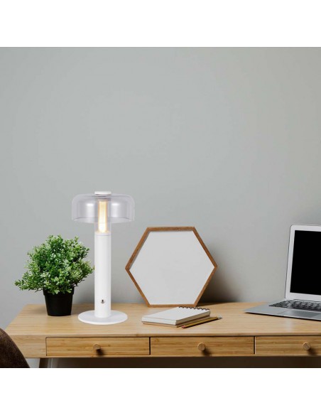 7941-Lampada LED da Tavolo  Colore Bianco e Bianco Trasparente Ricaricabile con USB C Touch Dimmerabile -4