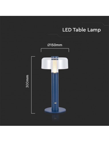7942-Lampada LED da Tavolo  Colore Blu Morandi sabbia e Bianco Trasparente Ricaricabile con USB C Touch Dimmerabile -3