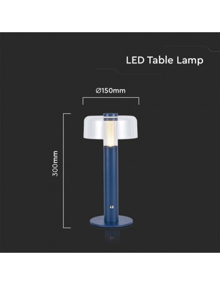 7942-Lampada LED da Tavolo  Colore Blu Morandi sabbia e Bianco Trasparente Ricaricabile con USB C Touch Dimmerabile -3