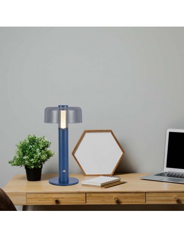 7942-Lampada LED da Tavolo  Colore Blu Morandi sabbia e Bianco Trasparente Ricaricabile con USB C Touch Dimmerabile -4