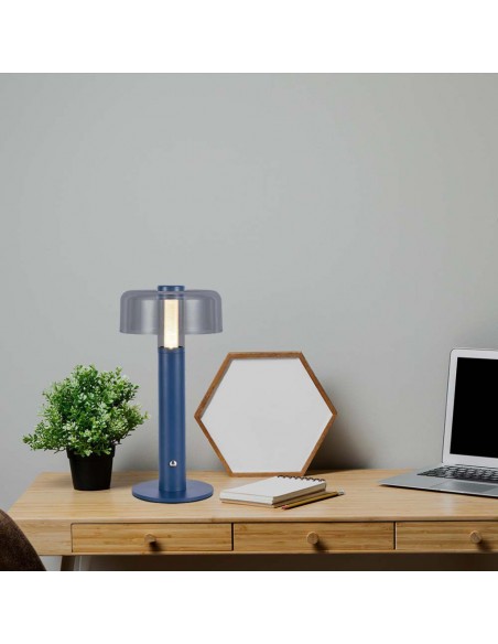 7942-Lampada LED da Tavolo  Colore Blu Morandi sabbia e Bianco Trasparente Ricaricabile con USB C Touch Dimmerabile -4