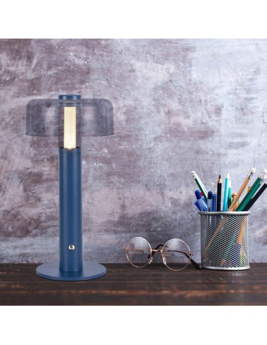 7942-Lampada LED da Tavolo  Colore Blu Morandi sabbia e Bianco Trasparente Ricaricabile con USB C Touch Dimmerabile -5