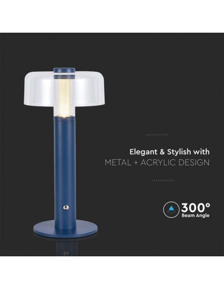 7942-Lampada LED da Tavolo  Colore Blu Morandi sabbia e Bianco Trasparente Ricaricabile con USB C Touch Dimmerabile -6