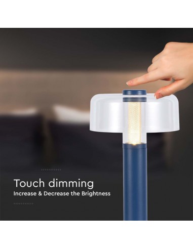 7942-Lampada LED da Tavolo  Colore Blu Morandi sabbia e Bianco Trasparente Ricaricabile con USB C Touch Dimmerabile -7
