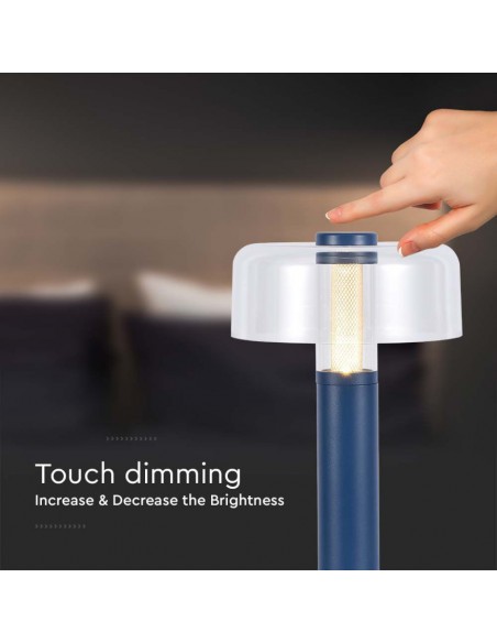 7942-Lampada LED da Tavolo  Colore Blu Morandi sabbia e Bianco Trasparente Ricaricabile con USB C Touch Dimmerabile -7