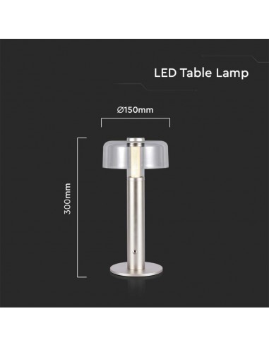 7943-Lampada LED da Tavolo  Colore Champagne e Bianco Trasparente Ricaricabile con USB C Touch Dimmerabile -3