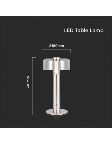 7943-Lampada LED da Tavolo  Colore Champagne e Bianco Trasparente Ricaricabile con USB C Touch Dimmerabile -3