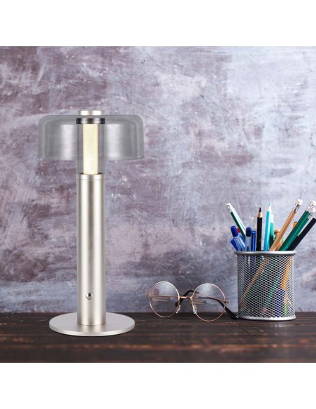 7943-Lampada LED da Tavolo  Colore Champagne e Bianco Trasparente Ricaricabile con USB C Touch Dimmerabile -5