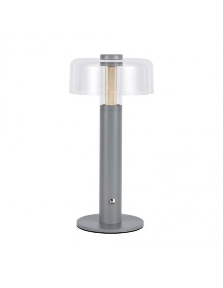 7944-Lampada LED da Tavolo  Colore Grigio e Bianco Trasparente Ricaricabile con USB C Touch Dimmerabile -1