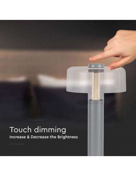 7944-Lampada LED da Tavolo  Colore Grigio e Bianco Trasparente Ricaricabile con USB C Touch Dimmerabile -7