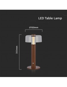 7945-Lampada LED da Tavolo  Colore Marrone sabbia e Bianco Trasparente Ricaricabile con USB C Touch Dimmerabile -1 2