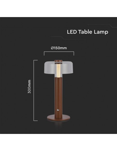 7945-Lampada LED da Tavolo  Colore Marrone sabbia e Bianco Trasparente Ricaricabile con USB C Touch Dimmerabile -2