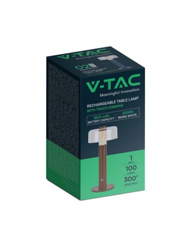 7945-Lampada LED da Tavolo  Colore Marrone sabbia e Bianco Trasparente Ricaricabile con USB C Touch Dimmerabile -5