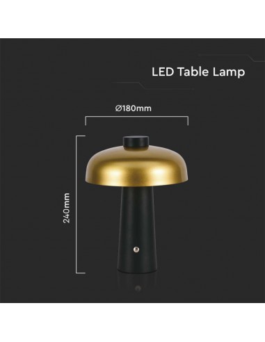 7946-Lampada LED da Tavolo  con Batteria mAh Ricaricabile USB C Verniciato Oro e Nero in Metallo Touch Dimmerabile in-3
