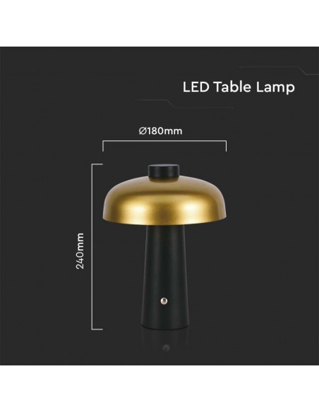 7946-Lampada LED da Tavolo  con Batteria mAh Ricaricabile USB C Verniciato Oro e Nero in Metallo Touch Dimmerabile in-3