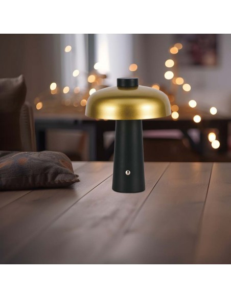 7946-Lampada LED da Tavolo  con Batteria mAh Ricaricabile USB C Verniciato Oro e Nero in Metallo Touch Dimmerabile in-4