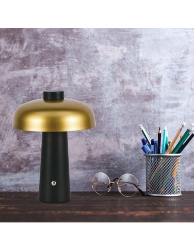 7946-Lampada LED da Tavolo  con Batteria mAh Ricaricabile USB C Verniciato Oro e Nero in Metallo Touch Dimmerabile in-5
