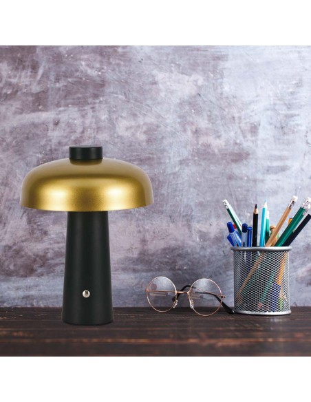 7946-Lampada LED da Tavolo  con Batteria mAh Ricaricabile USB C Verniciato Oro e Nero in Metallo Touch Dimmerabile in-5