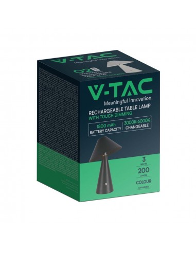 7947-Lampada LED da Tavolo  Colore Nero in Metallo Ricaricabile con USB C Touch Dimmerabile in-2