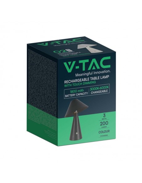 7947-Lampada LED da Tavolo  Colore Nero in Metallo Ricaricabile con USB C Touch Dimmerabile in-2