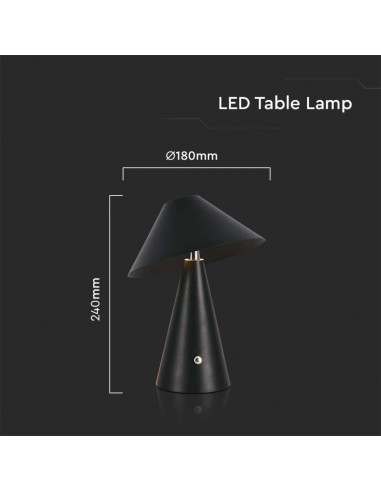 7947-Lampada LED da Tavolo  Colore Nero in Metallo Ricaricabile con USB C Touch Dimmerabile in-3