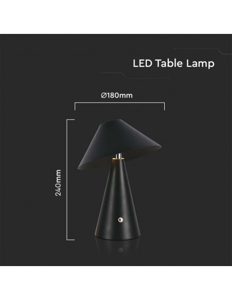 7947-Lampada LED da Tavolo  Colore Nero in Metallo Ricaricabile con USB C Touch Dimmerabile in-3