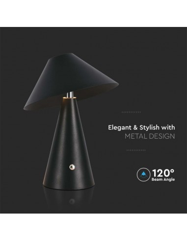 7947-Lampada LED da Tavolo  Colore Nero in Metallo Ricaricabile con USB C Touch Dimmerabile in-6