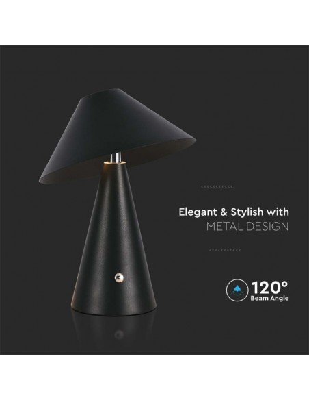 7947-Lampada LED da Tavolo  Colore Nero in Metallo Ricaricabile con USB C Touch Dimmerabile in-6