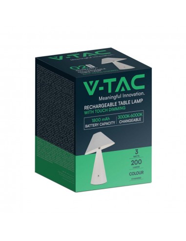 7948-Lampada LED da Tavolo  Colore Bianco in Metallo Ricaricabile con USB C Touch Dimmerabile in-2