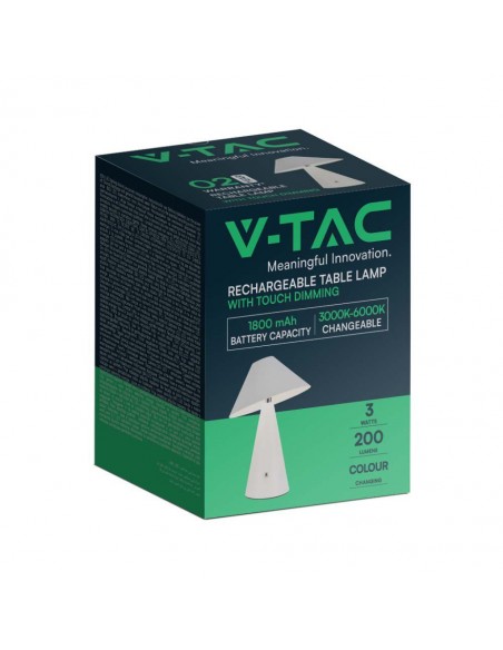 7948-Lampada LED da Tavolo  Colore Bianco in Metallo Ricaricabile con USB C Touch Dimmerabile in-2