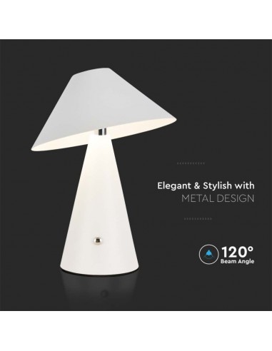 7948-Lampada LED da Tavolo  Colore Bianco in Metallo Ricaricabile con USB C Touch Dimmerabile in-6