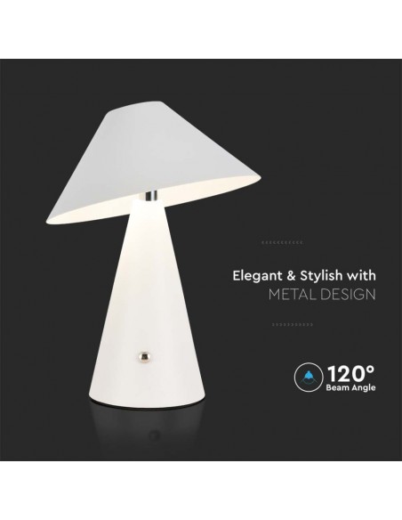 7948-Lampada LED da Tavolo  Colore Bianco in Metallo Ricaricabile con USB C Touch Dimmerabile in-6