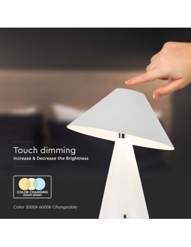 7948-Lampada LED da Tavolo  Colore Bianco in Metallo Ricaricabile con USB C Touch Dimmerabile in-7