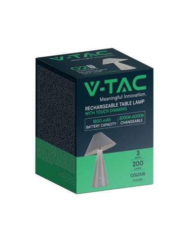 7949-Lampada LED da Tavolo  Colore Grigio in Metallo Ricaricabile con USB C Touch Dimmerabile in-2