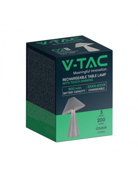 7949-Lampada LED da Tavolo  Colore Grigio in Metallo Ricaricabile con USB C Touch Dimmerabile in-2