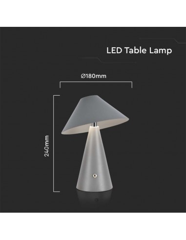 7949-Lampada LED da Tavolo  Colore Grigio in Metallo Ricaricabile con USB C Touch Dimmerabile in-3